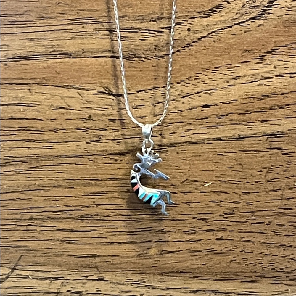 Silver Kokopelli Pendant Necklace